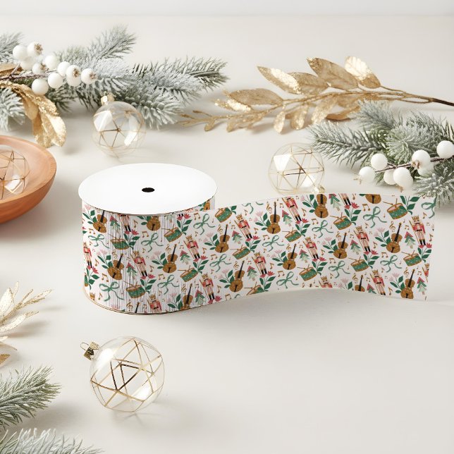Ruban Gros-grain Casse-Noeud Moderne Bow Ribbon Musique (Modern Nutcracker Christmas Bow Ribbon Music)
