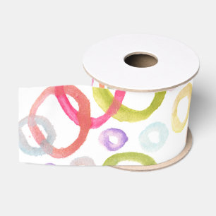 Ruban Gros-grain cercles de peinture aquarelle
