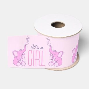 Ruban Gros-grain C'est les éléphants roses d'une fille soufflant