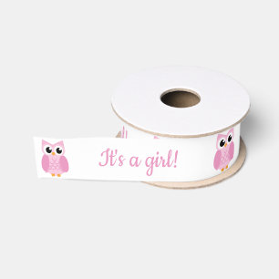 Ruban Gros-grain C'est une fille ! Ruban rose de hibou