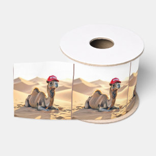 Ruban Gros-grain Chameau portant une casquette rouge de retraité