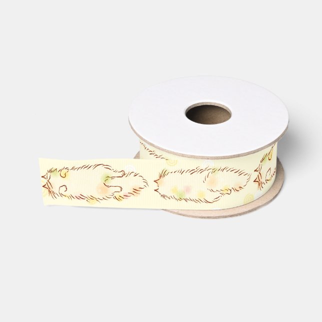 Ruban Gros-grain Chat somnolent pelucheux (Bobine)
