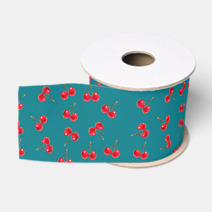 Ruban Gros-grain Cherry Motif vivid