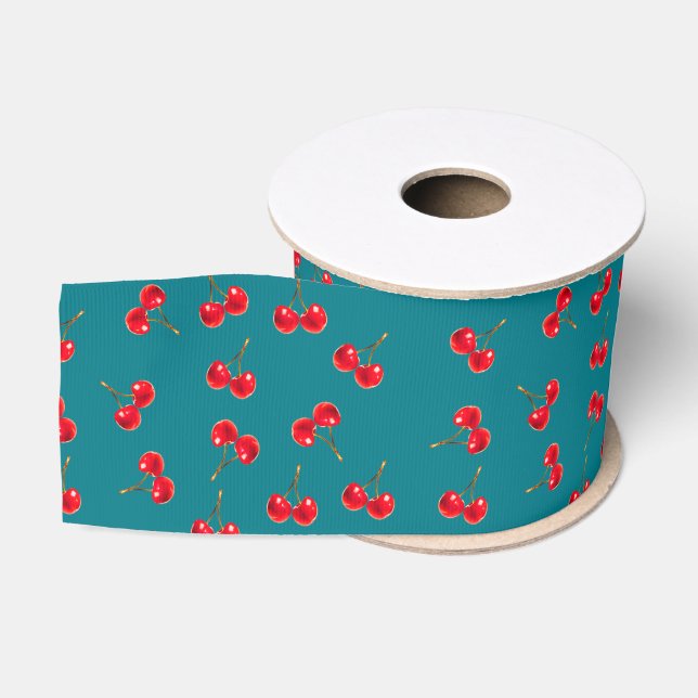 Ruban Gros-grain Cherry Motif vivid (Bobine)