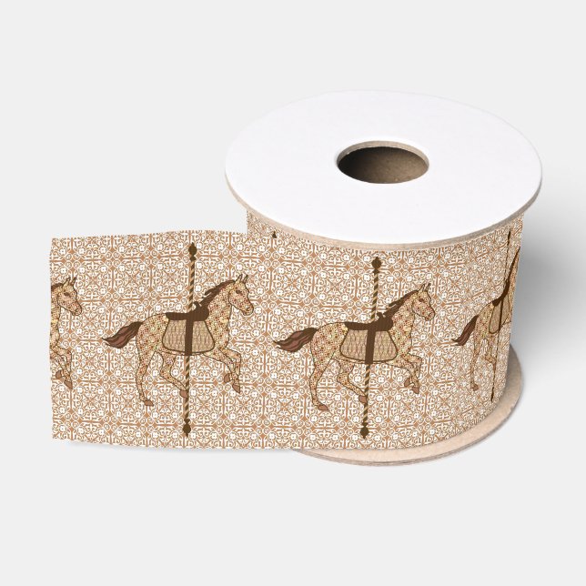 Ruban Gros-grain Cheval de carrousel - Chocolat Brown et Tan (Bobine)