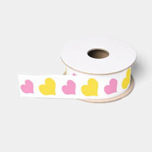 Ruban Gros-grain Chic Coeurs rose et jaune