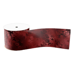 Ruban Gros-grain Chic Elegant Rouge Floral Mariage
