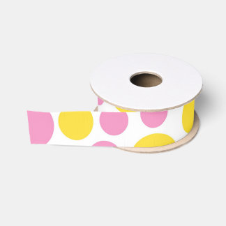 Ruban Gros-grain Chic Shabby Pois rose et jaune