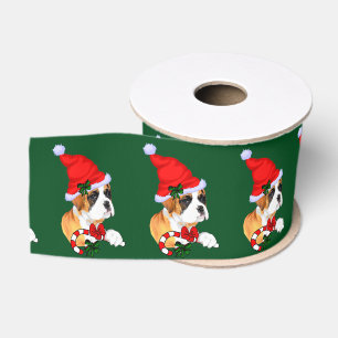 Ruban Gros-grain Chien Boxer Noël
