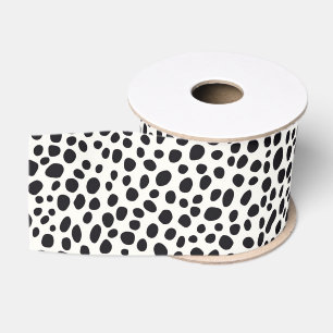 Ruban Gros-grain Chien noir et blanc Dalmatien Motif Abstrait