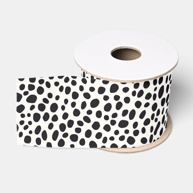 Ruban Gros-grain Chien noir et blanc Dalmatien Motif Abstrait (Bobine)