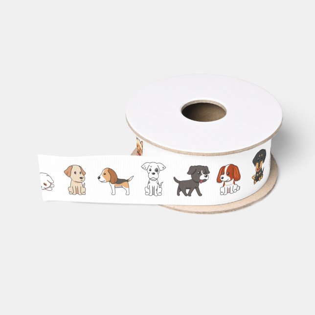 Ruban Gros-grain Chiens des douzaines de ruban Grosgrain (Bobine)