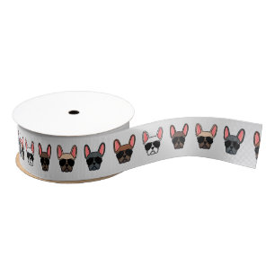 Ruban Gros-grain Chiens français mignons   Motif français Grosgra