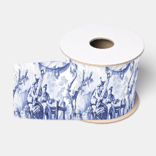 Ruban Gros-grain Chinoiserie bleue et blanche