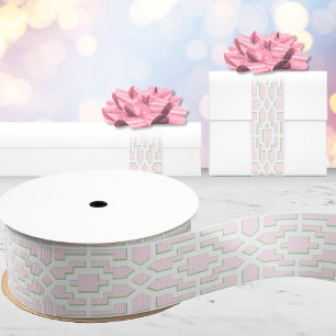 Ruban Gros-grain Chippendale Fret en rose et vert