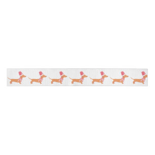 Ruban Gros-grain Christmas Dachshund White