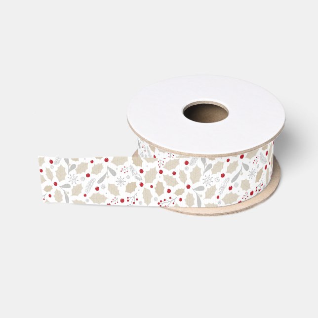 Ruban Gros-grain Christmas Holly (Bobine)