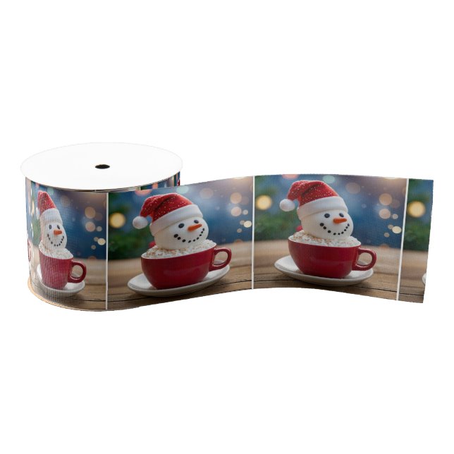 Ruban Gros-grain Christmas Snowman In Hot Cocoa (Bobine)
