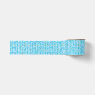 Ruban Gros-grain Ciel Bleu Doux & Motif Floral À l'aquarelle Blanc