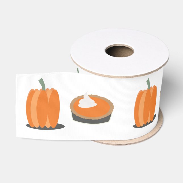 Ruban Gros-grain Citrouille Pie Thanksgiving Motif d'automne (Bobine)