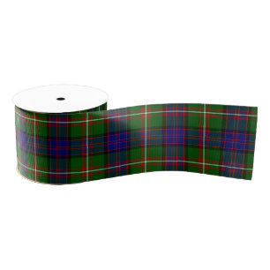 Ruban Gros-grain Clanranald tartan bleu vert plaid