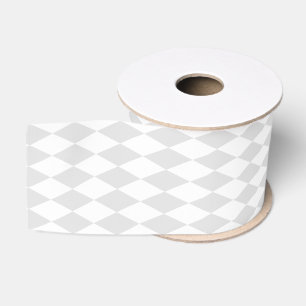 Ruban Gros-grain Classique Pastel Grey et Motif Arlequin blanc