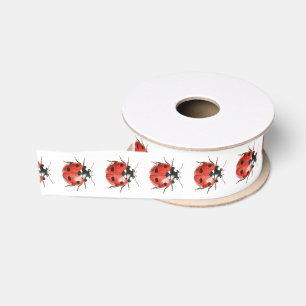 Ruban Gros-grain Coccinelles blanches rouges noires Anniversaire