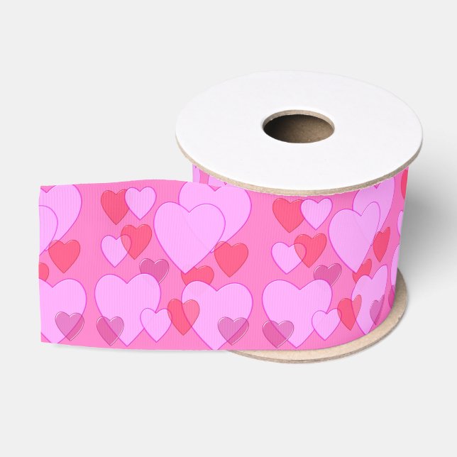 Ruban Gros-grain Coeur brillant Valentine arrière - plan rose (Bobine)