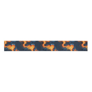 Ruban Gros-grain Cœur de Flammes Feu & Cieux 