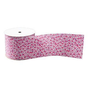 Ruban Gros-grain Coeurs valentin roses et violets