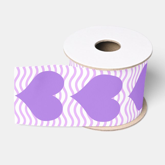 Ruban Gros-grain Cœurs violets (Bobine)