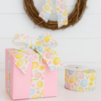 Ruban Gros-grain Colorful Easter Eggs and Tulips Springtime Craft