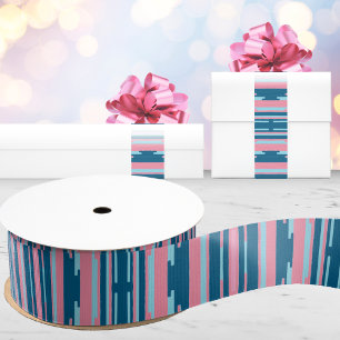 Ruban Gros-grain Colorstack Ikat en rose et aqua