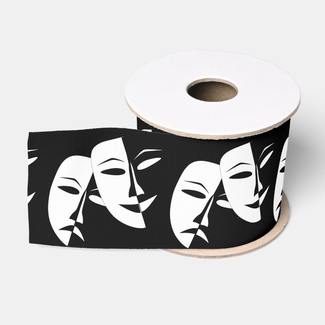 Ruban Gros-grain Comédie Tragédie Masque de théâtre noir et blanc (Bobine)