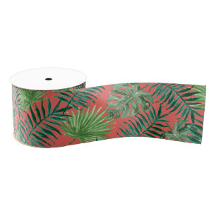 Ruban Gros-grain Cool Tropical Palm Design Feuille Gros Grain Ribbo
