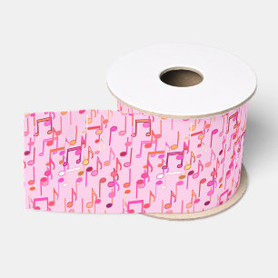 Ruban Gros-grain Copie de notes musicales - rose, multi