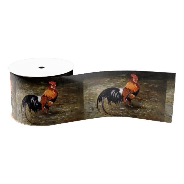 Ruban Gros-grain Coq/Gaulois/Rooster (Bobine)