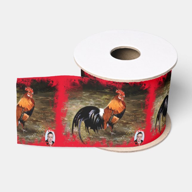 Ruban Gros-grain Coq/Gaulois/Rooster (Bobine)