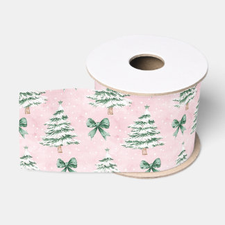 Ruban Gros-grain Coquette Pink Christmas Tree Grosgrain Ribbon