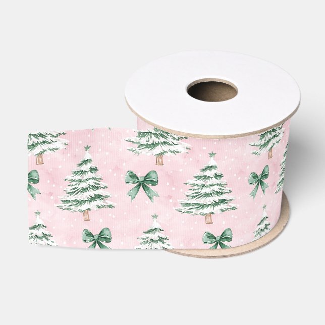 Ruban Gros-grain Coquette Pink Christmas Tree Grosgrain Ribbon (Bobine)