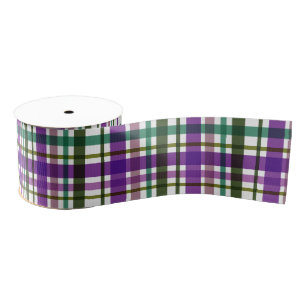 Ruban Gros-grain Couleurs de Noël Plaid vert pourpre