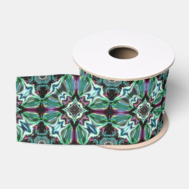 Ruban Gros-grain Couleurs de paon Design Abstrait Spectaculaire (Bobine)