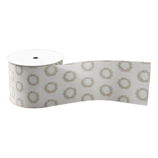 Ruban Gros-grain Couronne de vacances de style aquarelle nostalgiqu