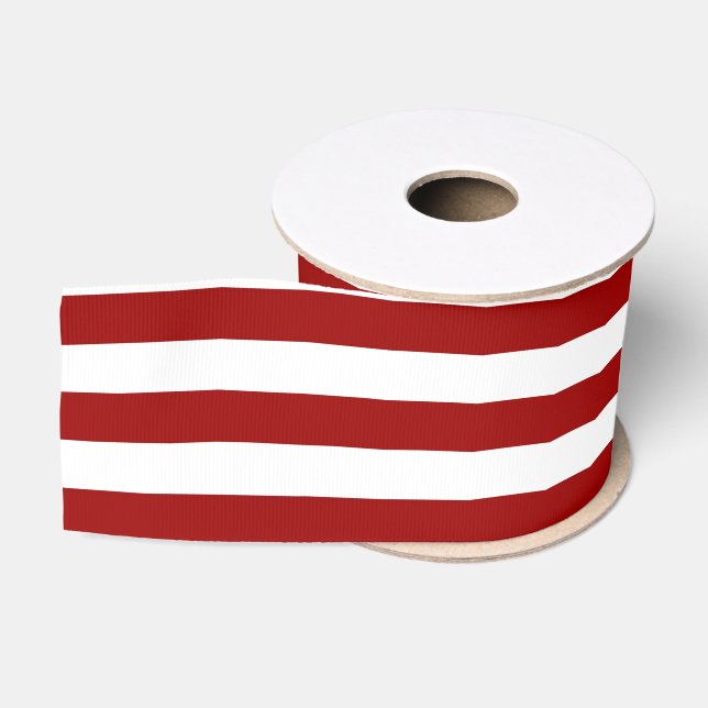 Ruban Gros-grain Crimson rouge et blanc rayures (Bobine)