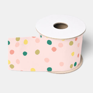 Ruban Gros-grain Cute Confetti Pois Motif rose vert
