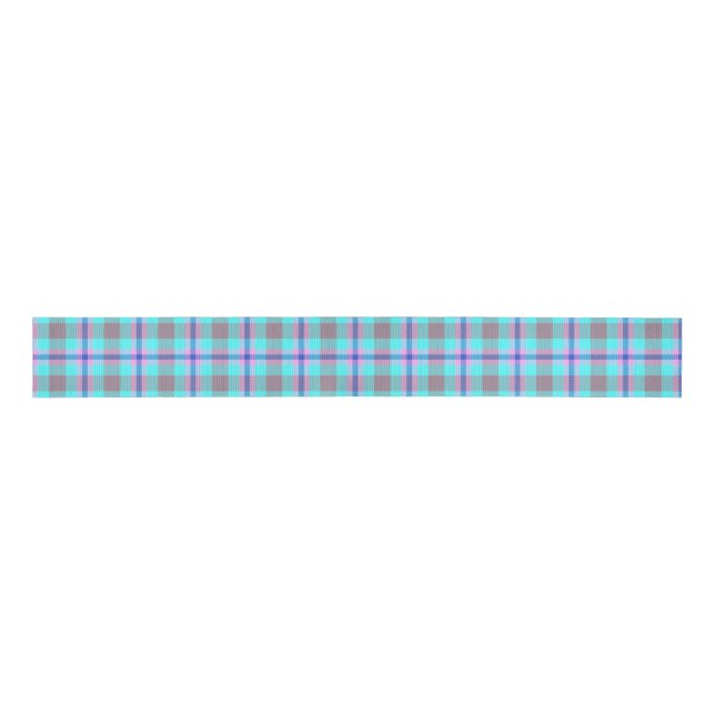 Ruban Gros-grain Cyan mauve tartan (Devant)