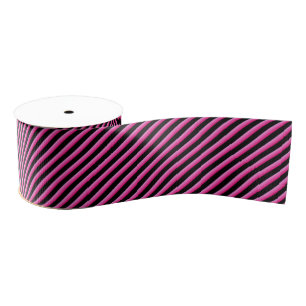 Ruban Gros-grain Diagonale rose chaud et noire