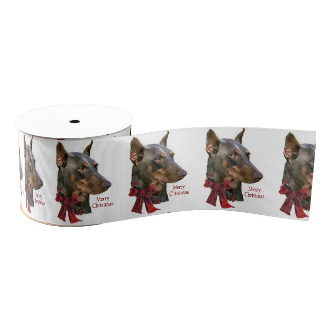Ruban Gros-grain Doberman Joyeux Noël (Bobine)