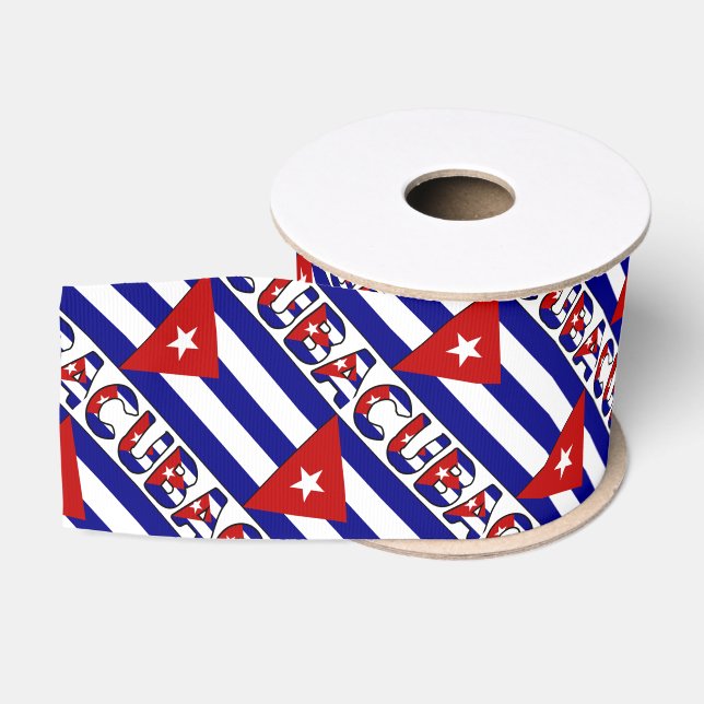 Ruban Gros-grain Drapeau cubain Cuba Bleu foncé Grandes (Bobine)