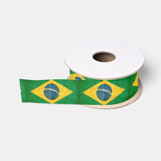 Ruban Gros-grain Drapeau Grunge du Brésil Ruban personnalisé (Bobine)